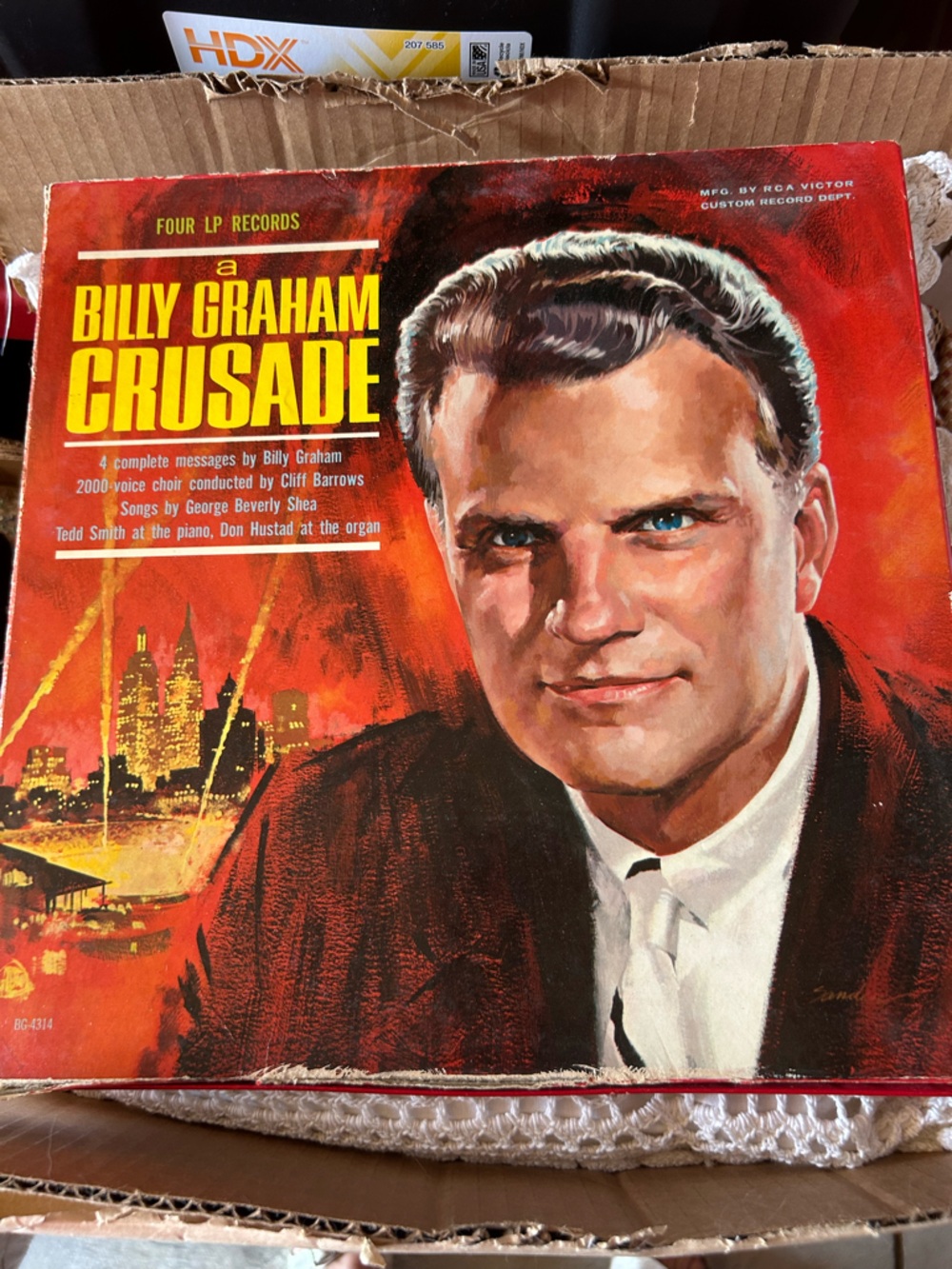 vintage 1962 "A Billy Graham Crusade" four-LP vinyl record box set